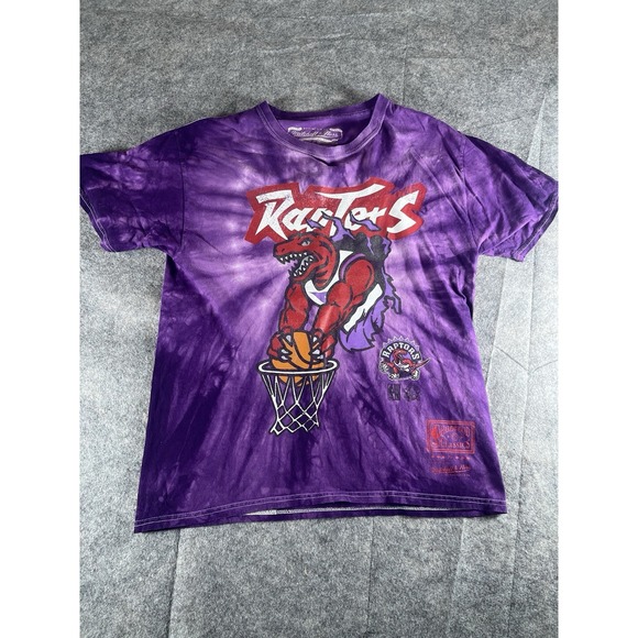 Toronto Raptors T Shirt Tie Dye Tee Sz‎ M Purple Soft Cotton Mitchell Ness - Picture 1 of 7